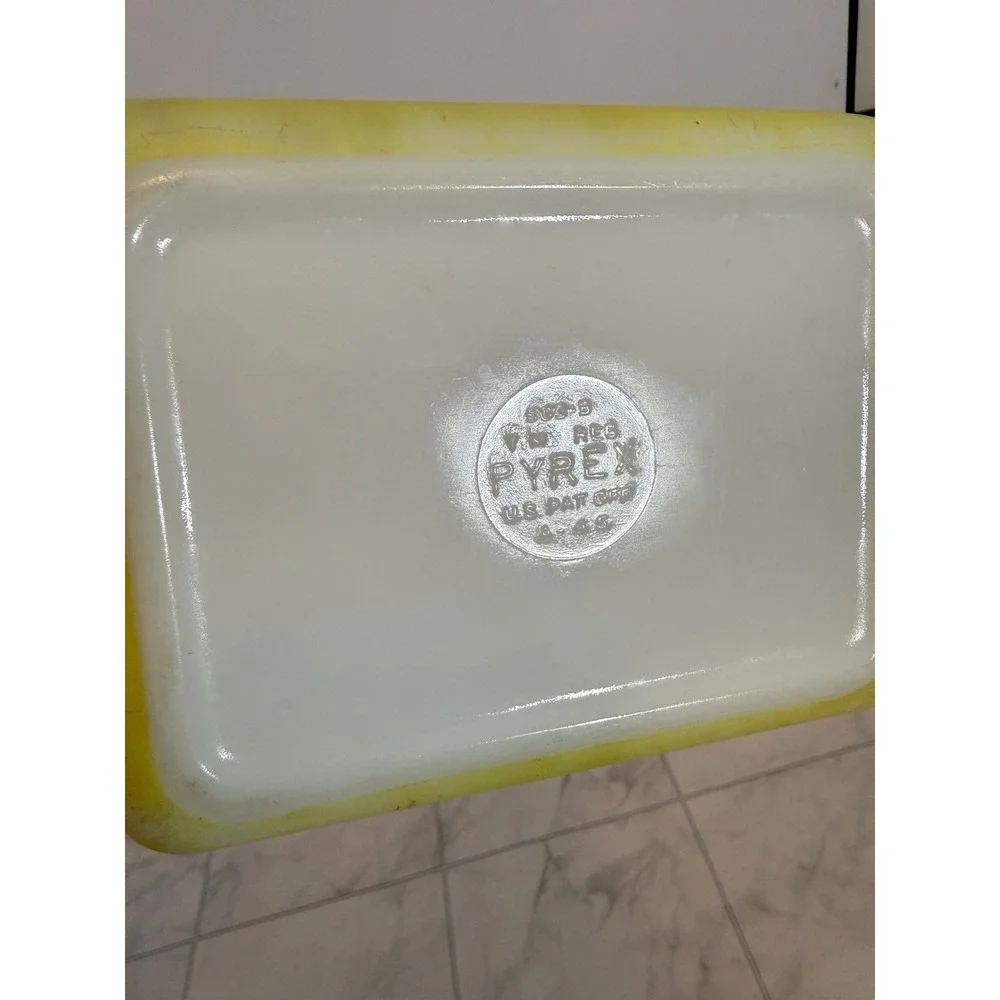 Vintage Pyrex 503 Yellow Refrigerator Dish Rectangular Opal Glass Baker 1.5 Qt